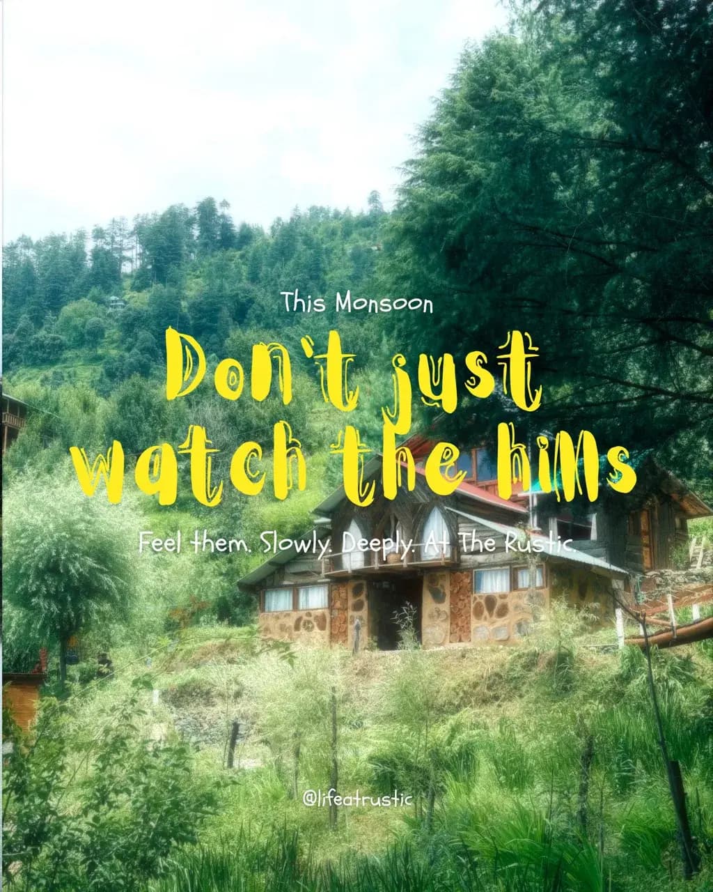 The Rustic hostel outdoor terrace and mountain view in Himachal